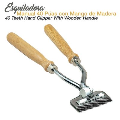 Esquiladora Manual 40 Púas con Mango de Madera