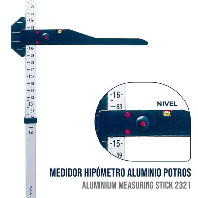 Medidor Hipómetro de Aluminio para Potros hasta 180 cm